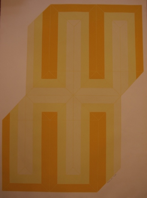 Ronald Abram (1928-1999) - Zeefdruk op papier - Geometrische afbeelding kopen? Bied vanaf 48!