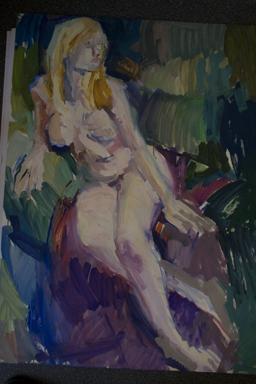 Wijnand van Lieshout, olieverf op papier, Naaktfiguur verkocht voor € 120!