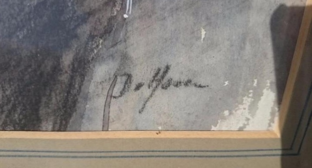 D. van Hoven (pseudoniem J.H. Frese) - Rokende boer - aquarel kopen? Bied vanaf 1!