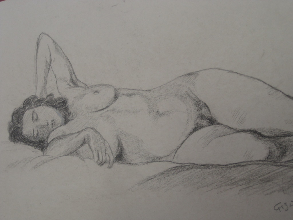Frans Boers 1914-1987 potloodtekening "Liggend naakt " omstreeks 1950 kopen? Bied vanaf 1!