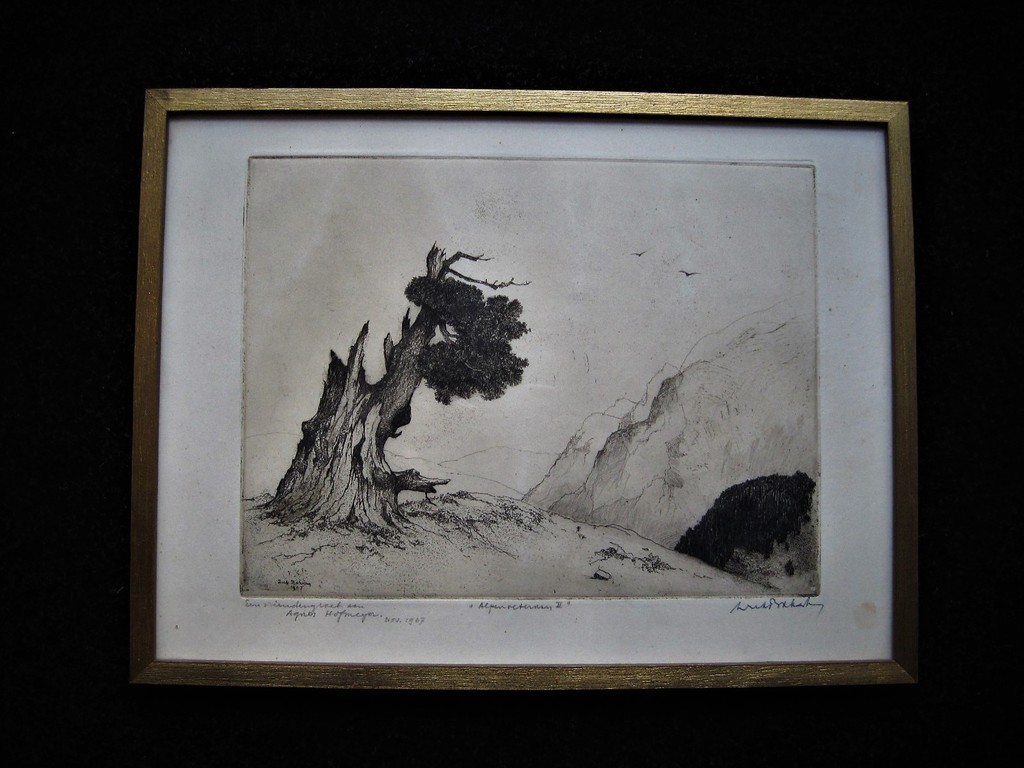 Zeldzame "Japanse periode" Ets "Alpen" gesign. Dirk Baksteen 1886-1971   verkocht voor € 80!