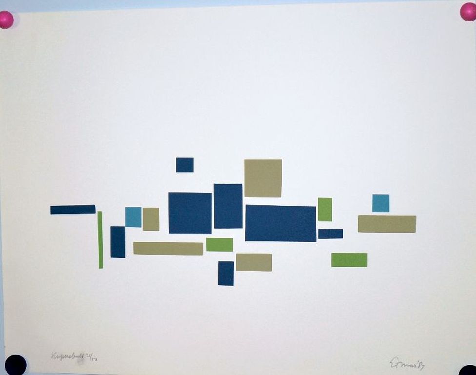 Jan Loman: Litho, Abstracte compositie, 1987 verkocht voor € 85!