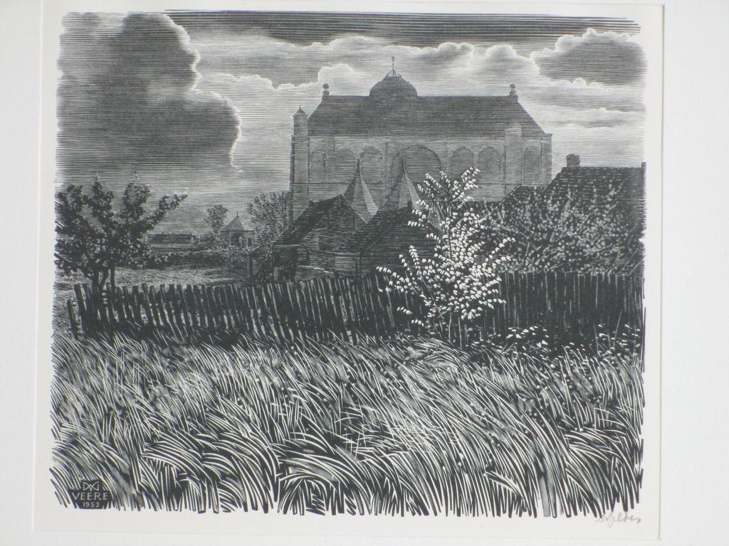 Dirk van Gelder, Domtoren Veere, Kopergravure verkocht voor € 45!