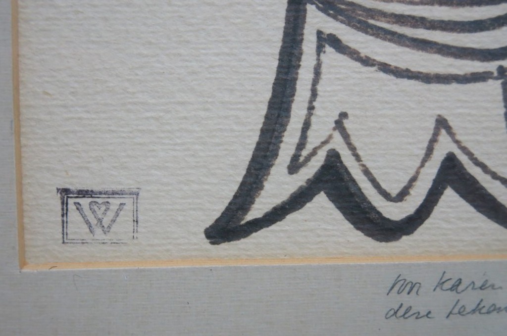 Hendrik Wiegersma: Inkttekening, Hand met Slang -Ingelijst kopen? Bied vanaf 70!