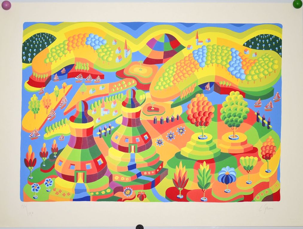 Louis Gans: litho. Kleurrijke voorstelling verkocht voor € 45!