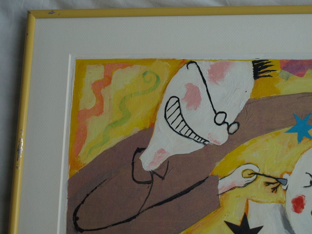 Daan Remmerts de Vries: Acryl en collage , Het leven is raar 12 –ingelijst -1997 kopen? Bied vanaf 75!