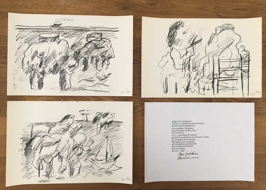 Jan Sierhuis, complete set van drie litho's, gesigneerd met potlood verkocht voor € 75!