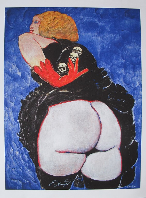 "De koppenverzamelaarster" - giclee, 300 ex.  verkocht voor € 60!