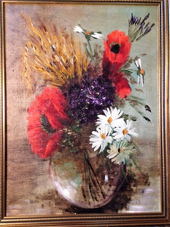 Onbekende kunstenaar, olieverf paneel, Stilleven: bloemen op vaas kopen? Bied vanaf 1!