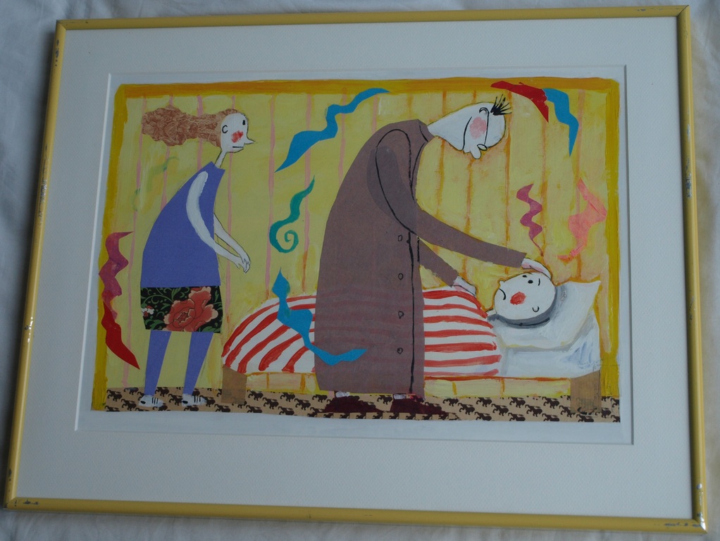 Daan Remmerts de Vries: Acryl en collage , Het leven is raar 11 –ingelijst -1997 kopen? Bied vanaf 75!