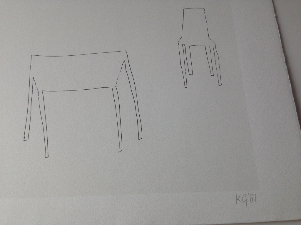 Klaas Gubbels, 1981, gesigneerd, zeefdruk, tafel & stoelen kopen? Bied vanaf 95!