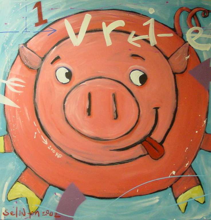 Vriendjes, verf op canvas, selwyn Senatori kopen? Bied vanaf 2800!