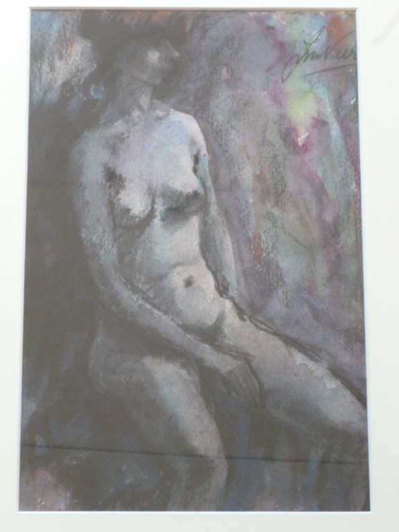 Jan van der Veer - aquarel - Zittend naakt kopen? Bied vanaf 40!