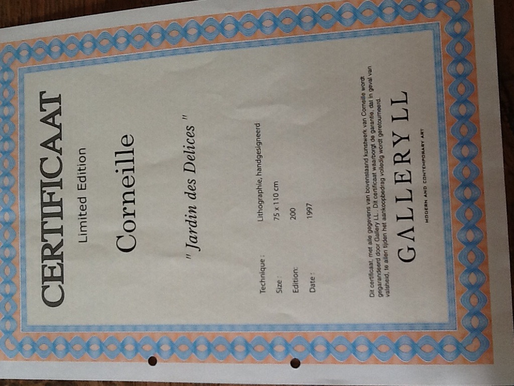 Corneille, grote kleurenlitho, Jardin des Delices  kopen? Bied vanaf 1500!