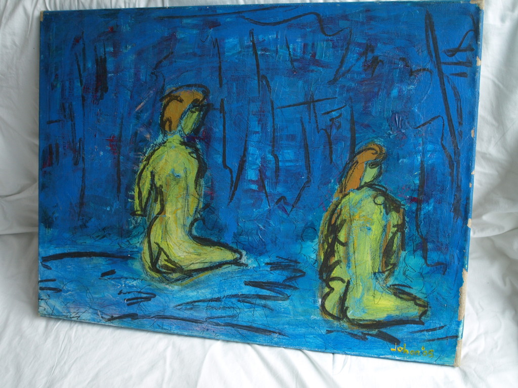 Johan van der Dong : Acrylverf op doek – WTC New York / Tsunami - 2001 kopen? Bied vanaf 1!