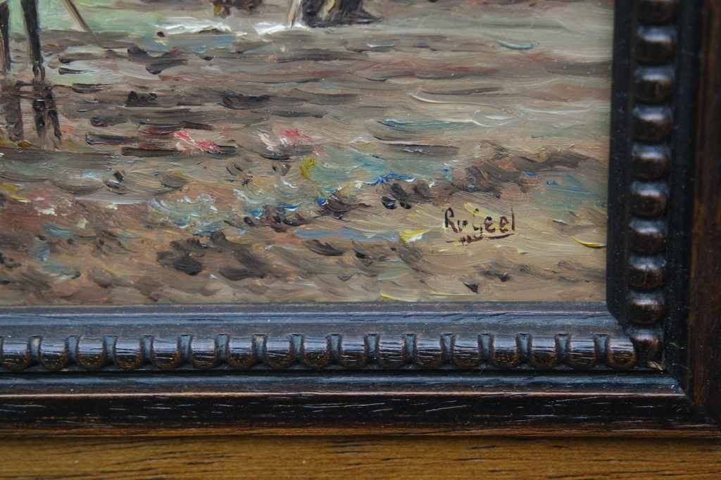 R. v. Geel - Landschap met koeien - olieverf op paneel - gesigneerd l.o. kopen? Bied vanaf 59!