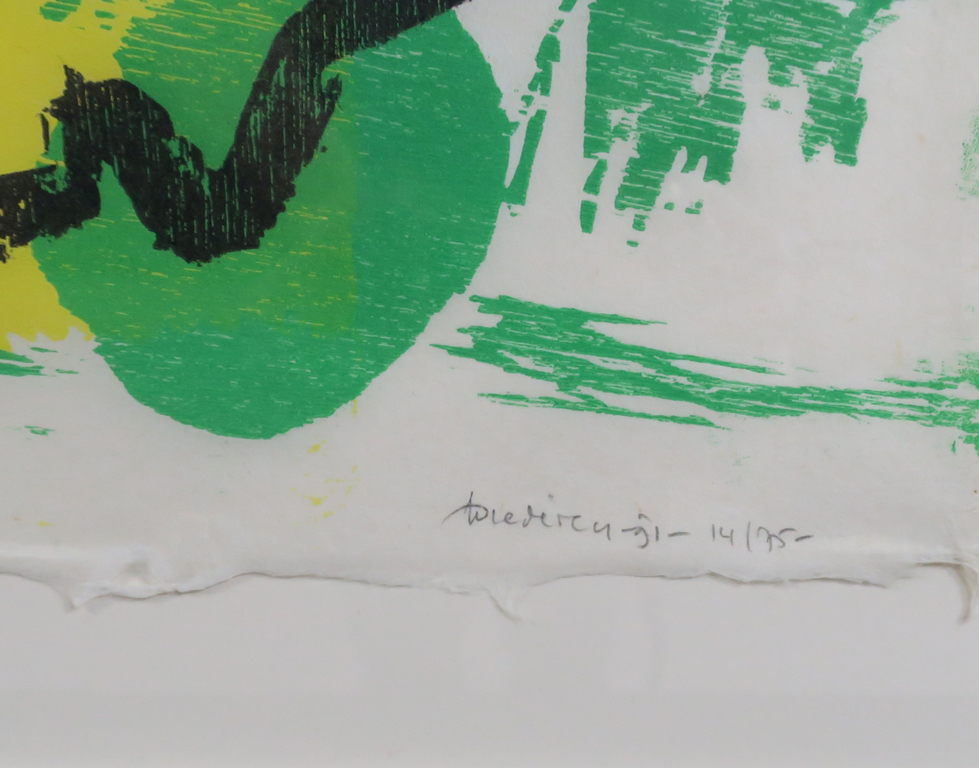 Jef Diederen: Houtsnede op Japans papier, Zonder titel - Ingelijst (groot) kopen? Bied vanaf 100!