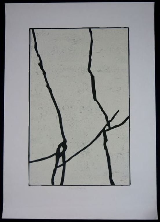 Martin Noel: Houtsnede, zonder titel wit verkocht voor € 50!