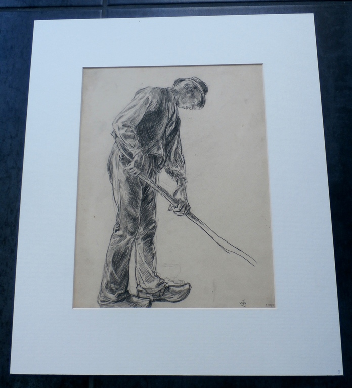 Waalko Jans Dingemans - tekening: werkende boer - 1895 kopen? Bied vanaf 99!