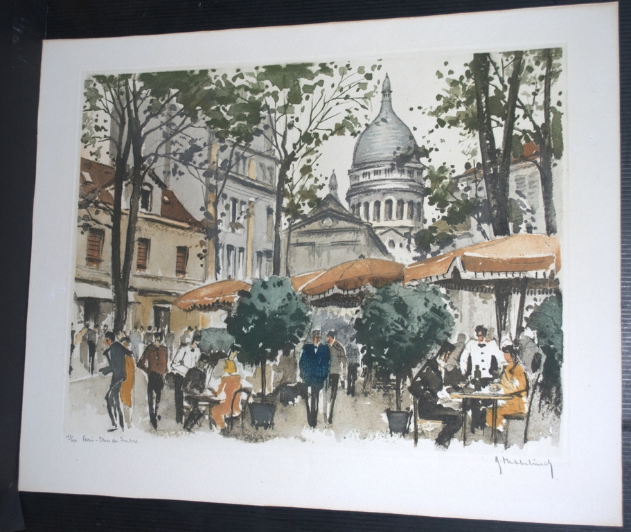 Parijs, Place du Tertre - ets met aquatint - oplage 100   kopen? Bied vanaf 35!