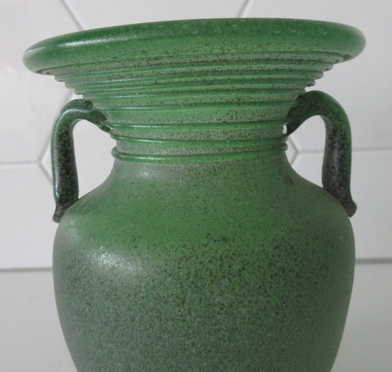 AcheterMurano Scavo Green Teal Art Glass Vase with Applied Spiral Glass ? Enchérissez de 32!