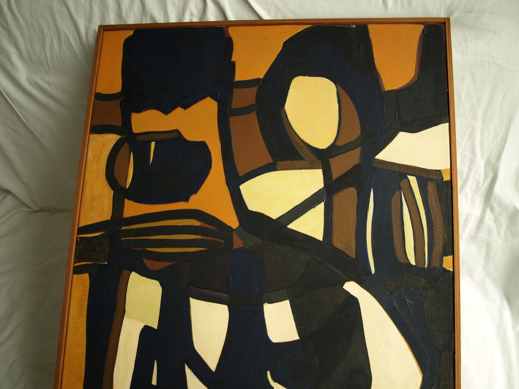 Henk Bos : Acrylverf op doek , Abstract – gesigneerd & ingelijst – ca 1965 kopen? Bied vanaf 90!