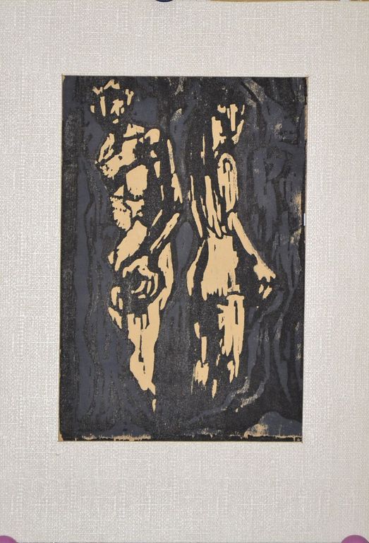 Fon Klement: Houtsnede. Adam en Eva kopen? Bied vanaf 70!