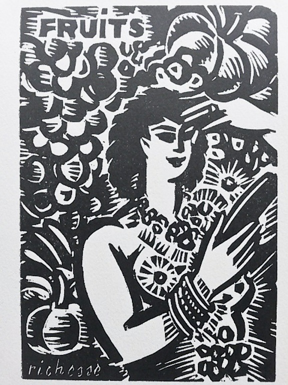 Frans Masereel, houtsnede: Fruits, Richesse 1950 verkocht voor € 40!