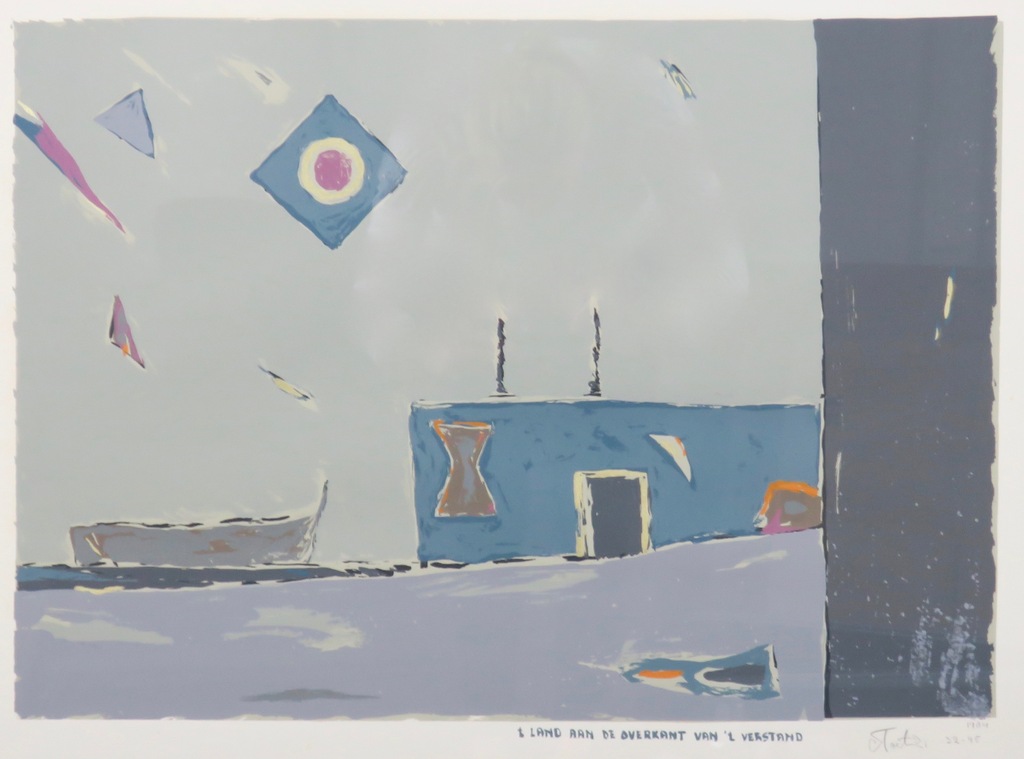 Erik Toebosch: Zeefdruk, 't Land aan de overkant - Ingelijst kopen? Bied vanaf 1!