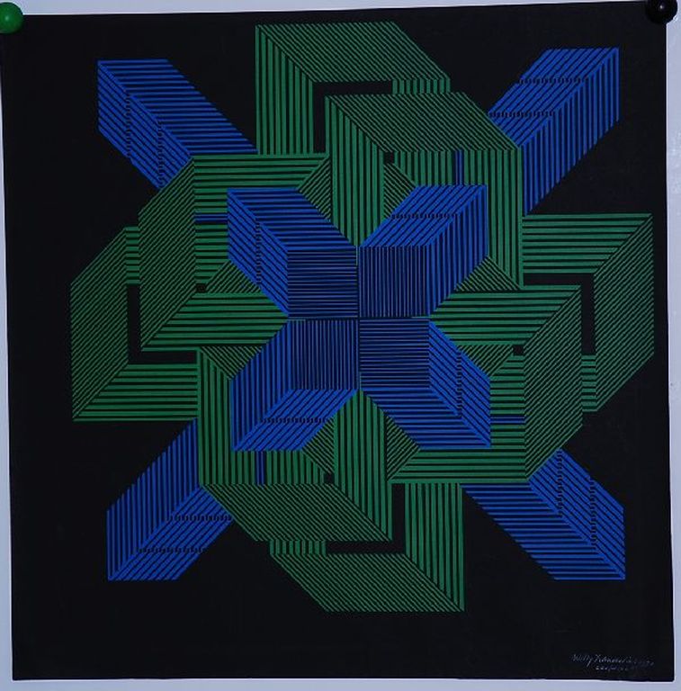 Willy Zandvliet: Zeefdruk. Geometrie uit 1972 kopen? Bied vanaf 40!