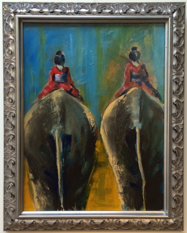 Gerda Onnes origineel schilderij " Olifanten " verkocht voor € 150!