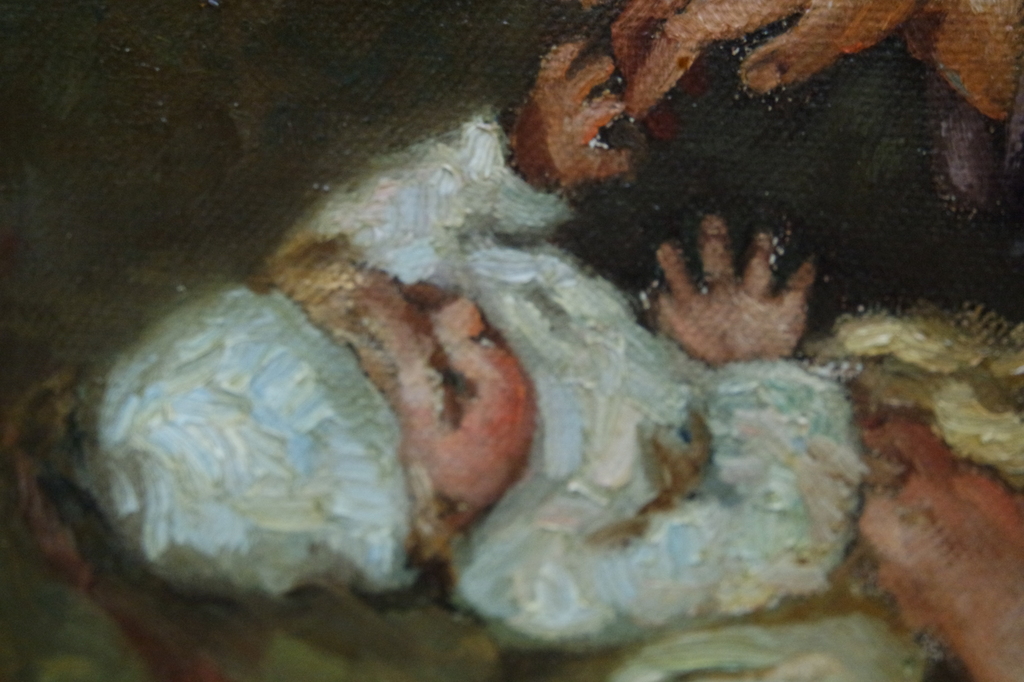 Johan Hendrik Kaemmerer - Olieverf op doek - Moeder met kind op schoot kopen? Bied vanaf 800!