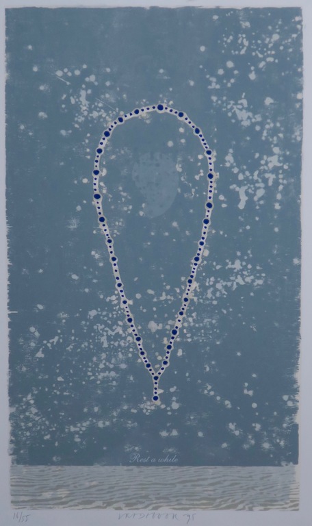 Bert Vredegoor: Zeefdruk, Rest a while -Ingelijst kopen? Bied vanaf 20!