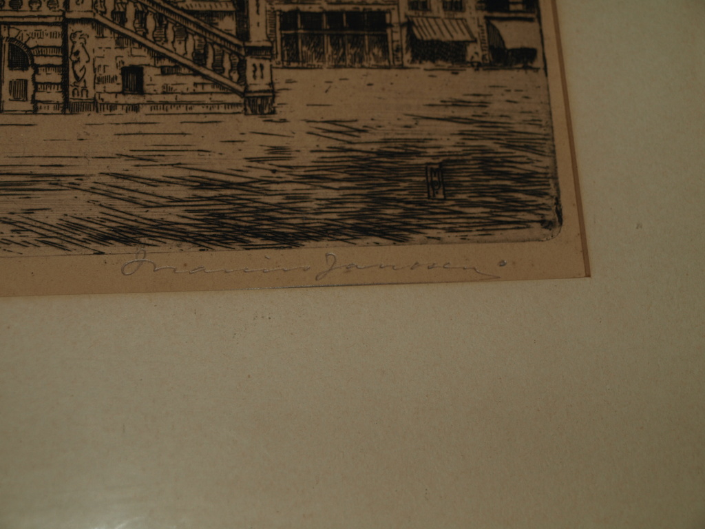 MARIUS JANSSEN (1885-1957) - Ets – Stadhuis Gouda–Gesigneerd & ingelijst–ca 1930 kopen? Bied vanaf 35!