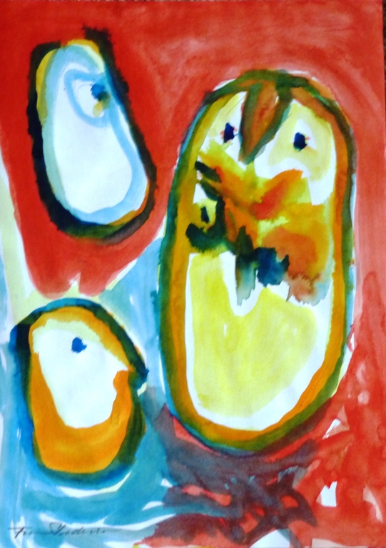 Finn Pedersen, aquarel, handgesigneerd verkocht voor € 250!