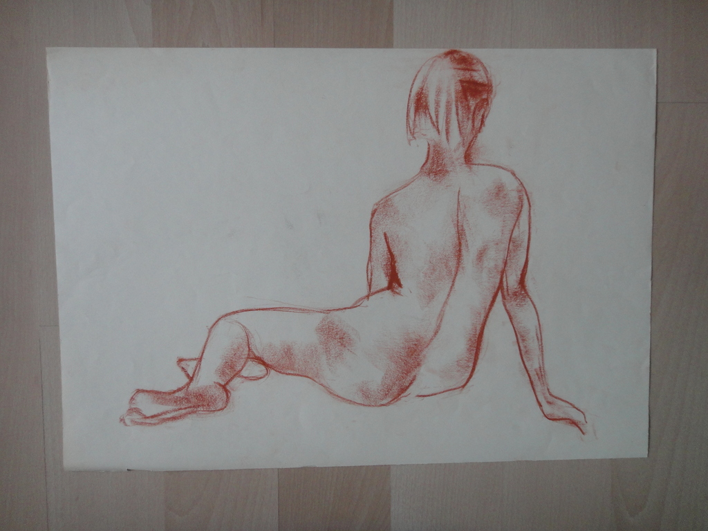 Jan (Johannes Maria) Groenestein (ta), tekening, zittend ruggelings naakt kopen? Bied vanaf 35!