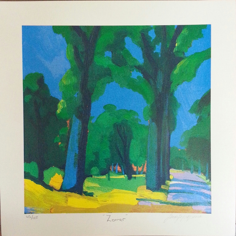 Jentsje Popma, zeefdruk op papier, Titel; verkocht voor € 80!