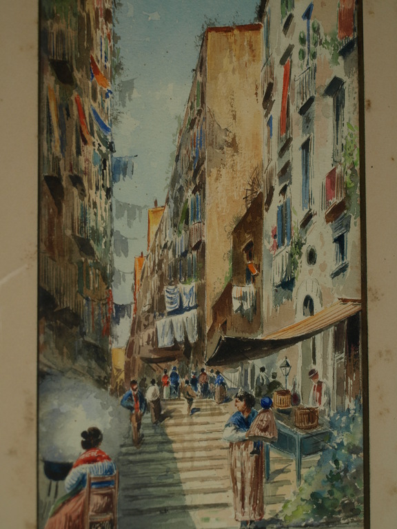 Onduidelijke signatuur – Aquarel – Zuid-Europees stadsgezicht– Gesigneerd - Oud kopen? Bied vanaf 50!