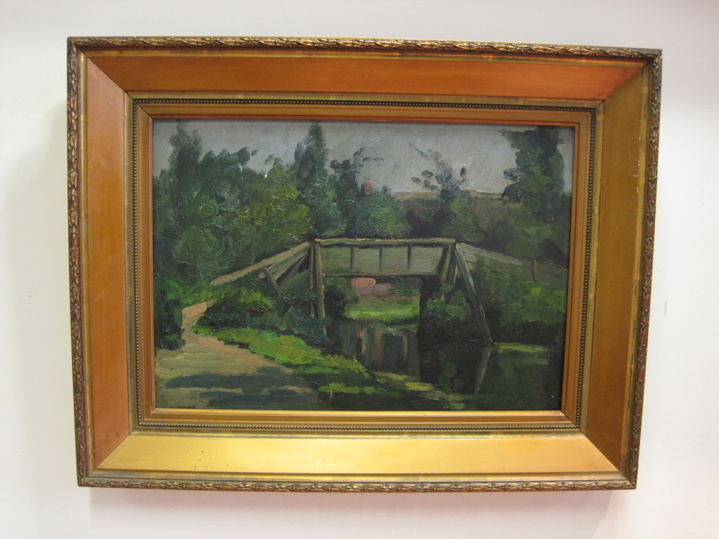 Christ. Gerrit Polder 1897-1981 olieverf "Brug te Giethoorn" ca. 1930 verkocht voor € 40!