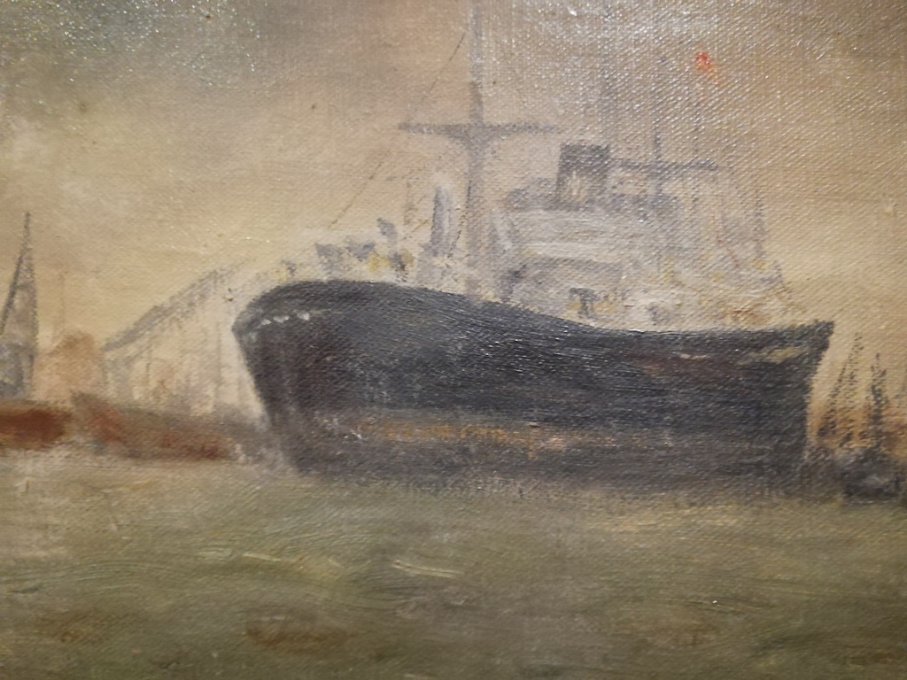 onbekend kunstenaar - oude marine 1948 - olieverf op doek - haven Rotterdam kopen? Bied vanaf 75!