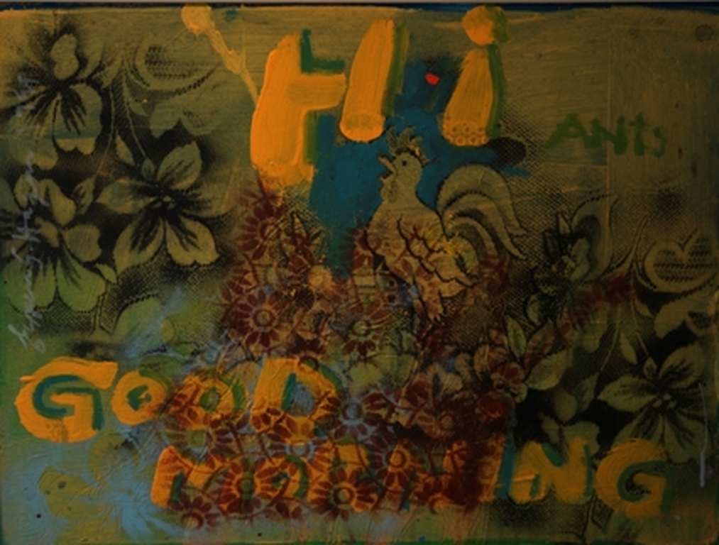 Espen Greger Hagen - 'Hi, Good morning' - mixed media op paneel verkocht voor € 100!