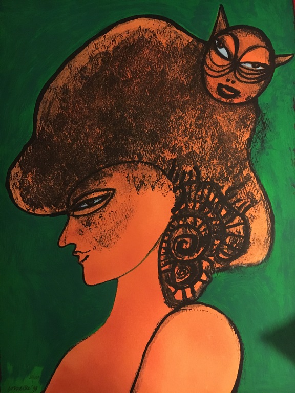 Guillaume Corneille - kleurenlitho - La Reine du Monde: le Chat orange kopen? Bied vanaf 175!