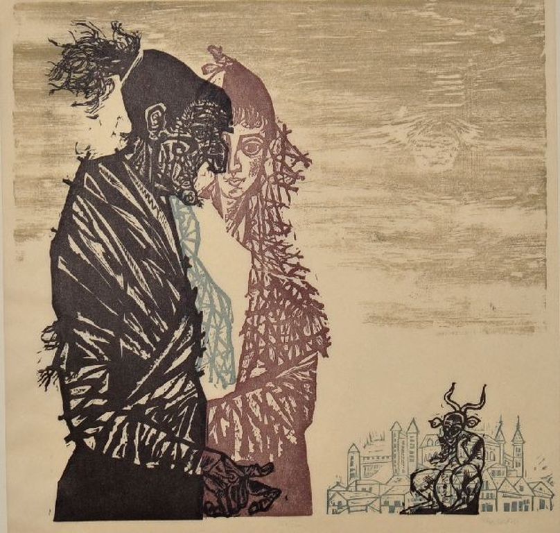 Jacob Landau: Kleuren houtsnede, The Witch kopen? Bied vanaf 1!