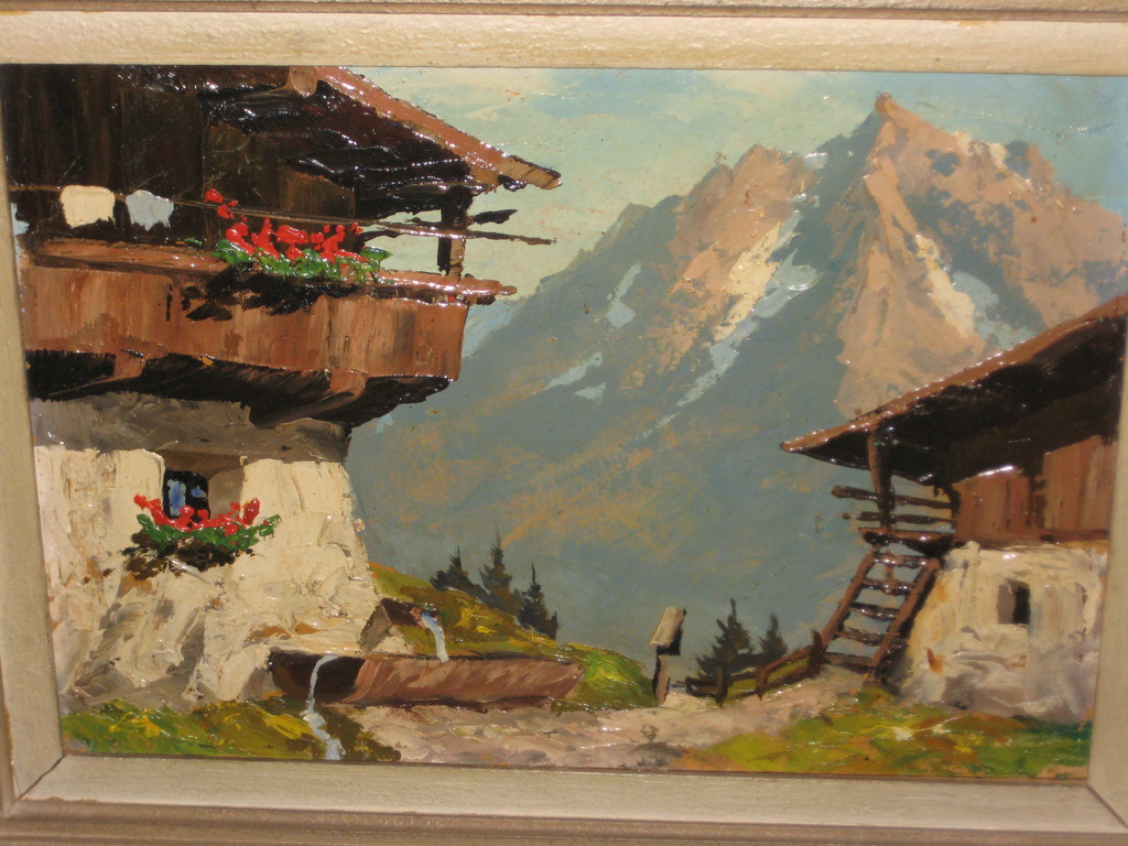 ongesigneerd berglandschap olieverf op board kopen? Bied vanaf 15!