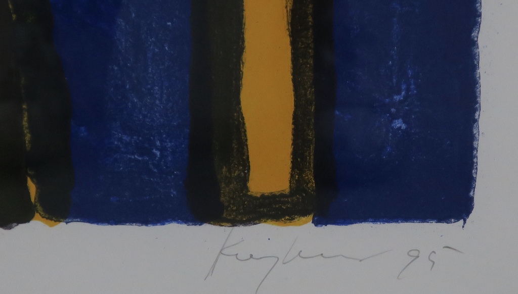 Theo Kuijpers: Litho, Zonder titel (geel/blauw) -Ingelijst kopen? Bied vanaf 40!