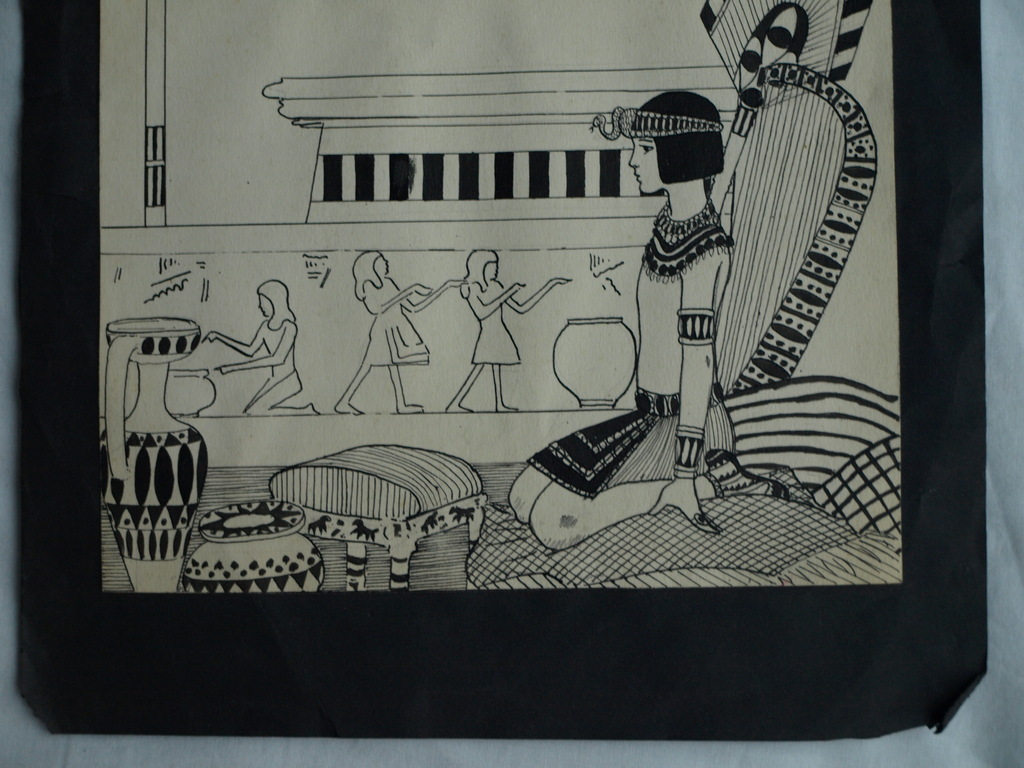 Willy Schermelé : Tekening Oost-Indische inkt , Cleopatrea – gesigneerd  kopen? Bied vanaf 1!