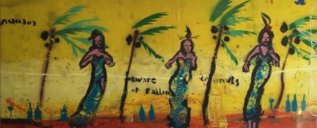 Espen Greger Hagen, beware of falling coconuts, 155 x 65 cm TOPWERK verkocht voor € 375!