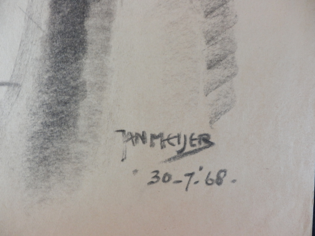 JAN MEIJER(1900-1986)  Potloodtekening  ZITTEND NAAKT  Handgesigneerd uit 1968 kopen? Bied vanaf 15!