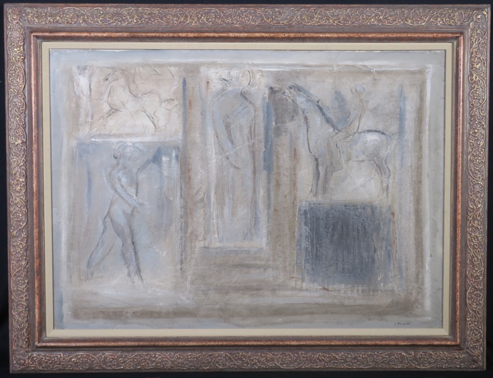 Gerard Princee: Gouache, Z.T. (Paarden) - Ingelijst (Groot) verkocht voor € 70!