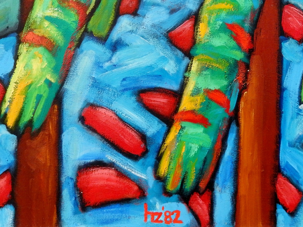 Hans Zweverink (1950) | Olieverf op doek 1982 | Vrouw met kat - (Zeer groot!) kopen? Bied vanaf 1!